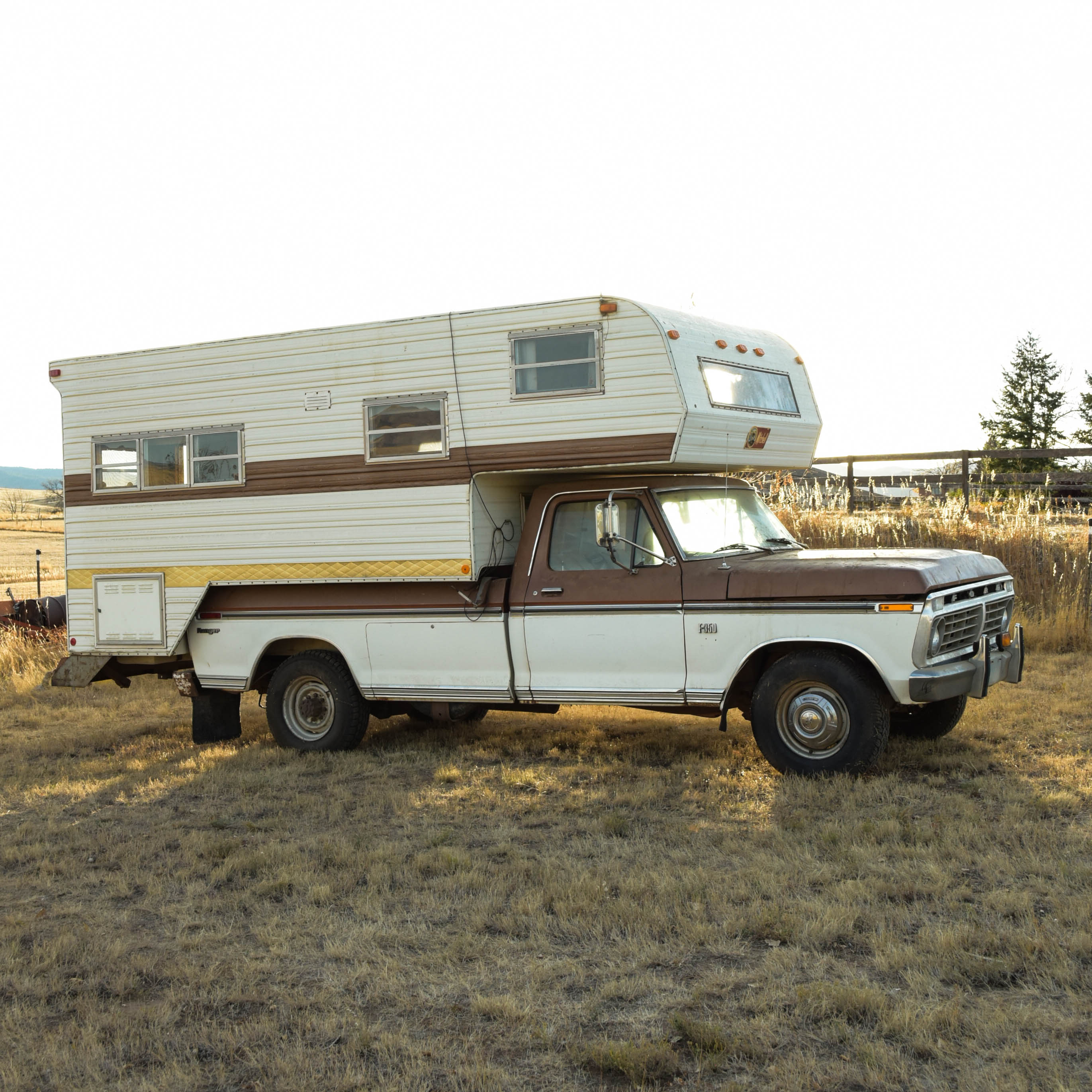 1973 Ford F350 Pickup and 1978 Mitchell Over-Cab Camper