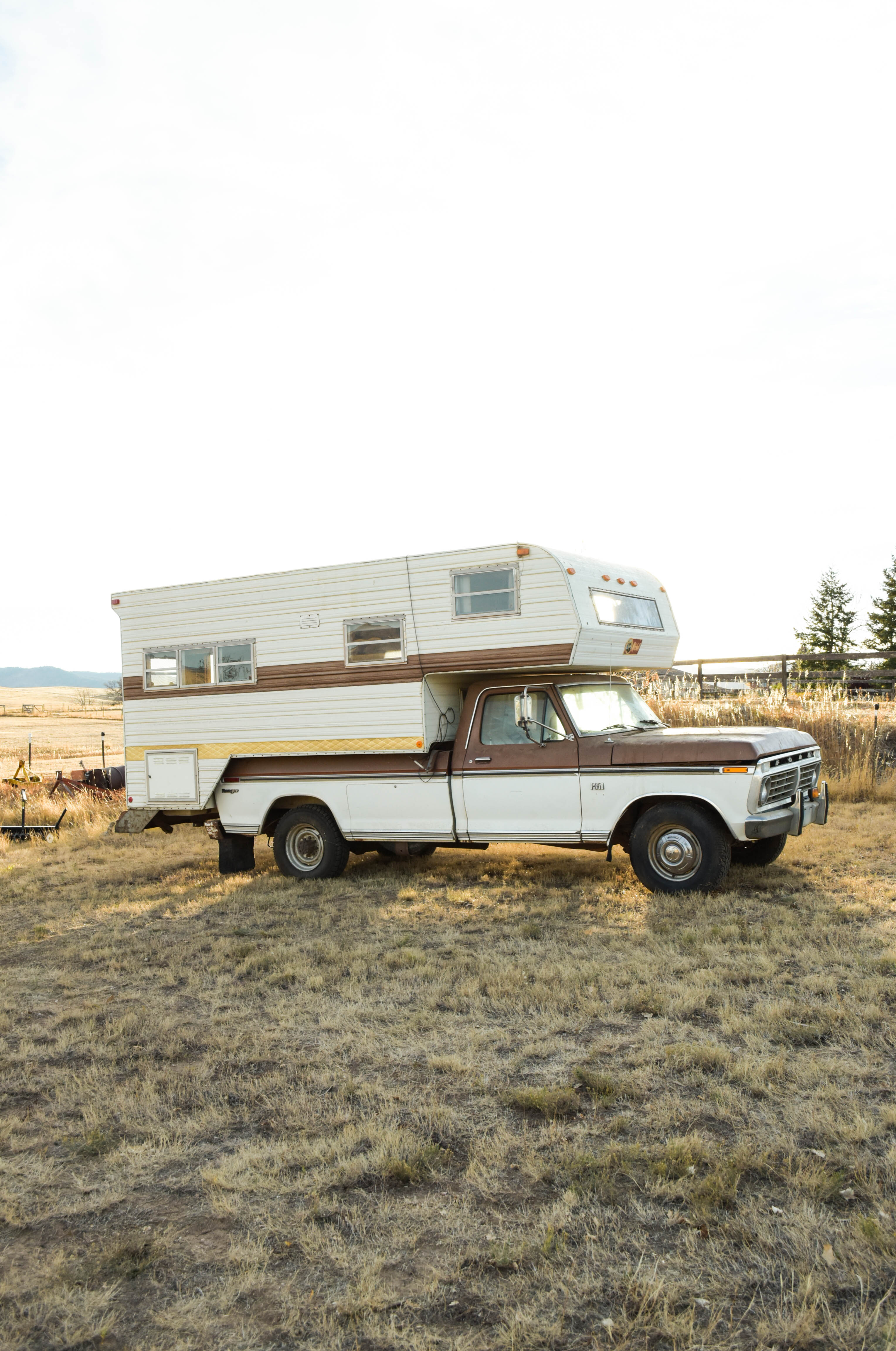 1973 Ford F350 Pickup and 1978 Mitchell Over-Cab Camper