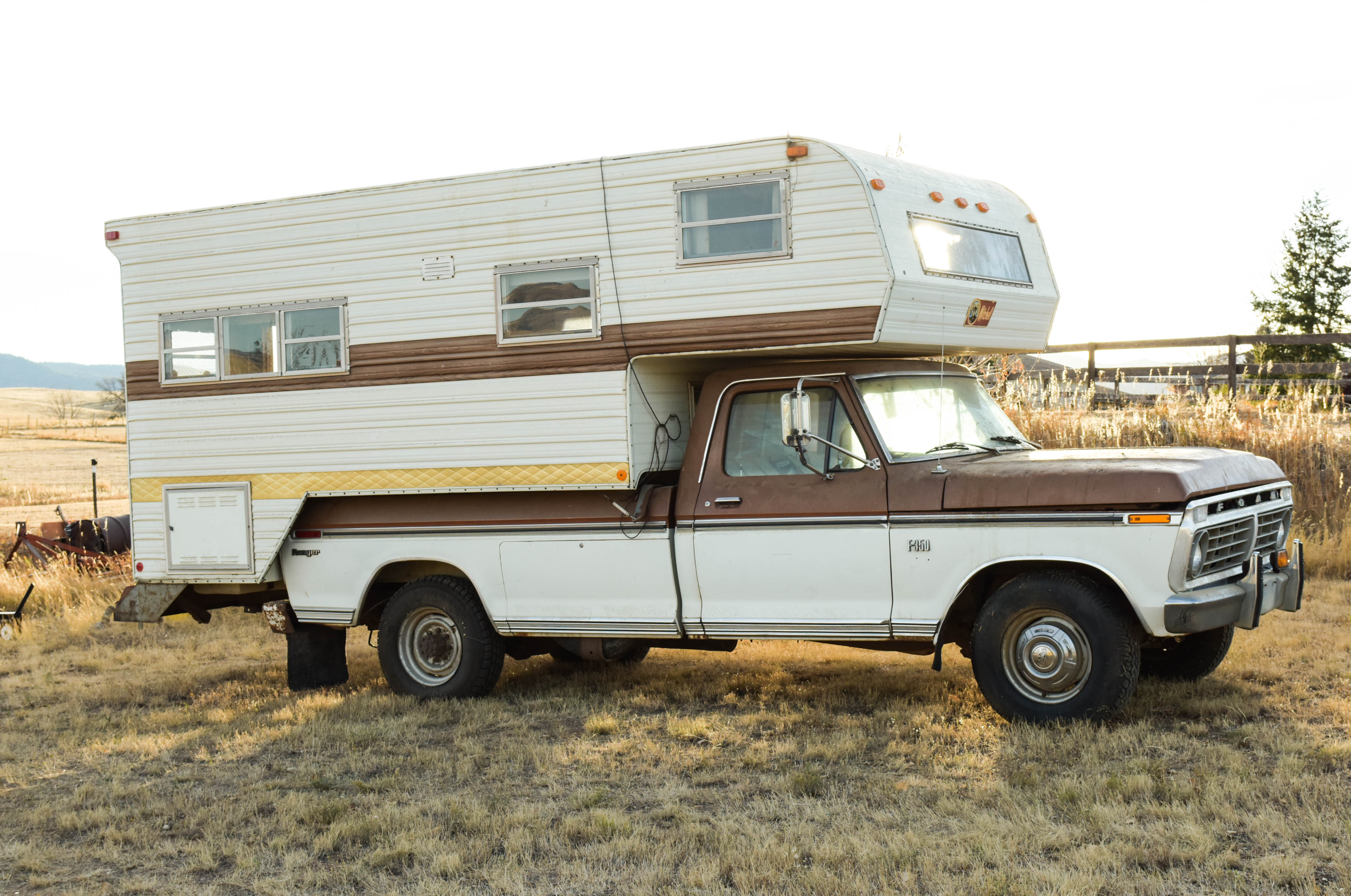 1973 Ford F350 Pickup and 1978 Mitchell Over-Cab Camper