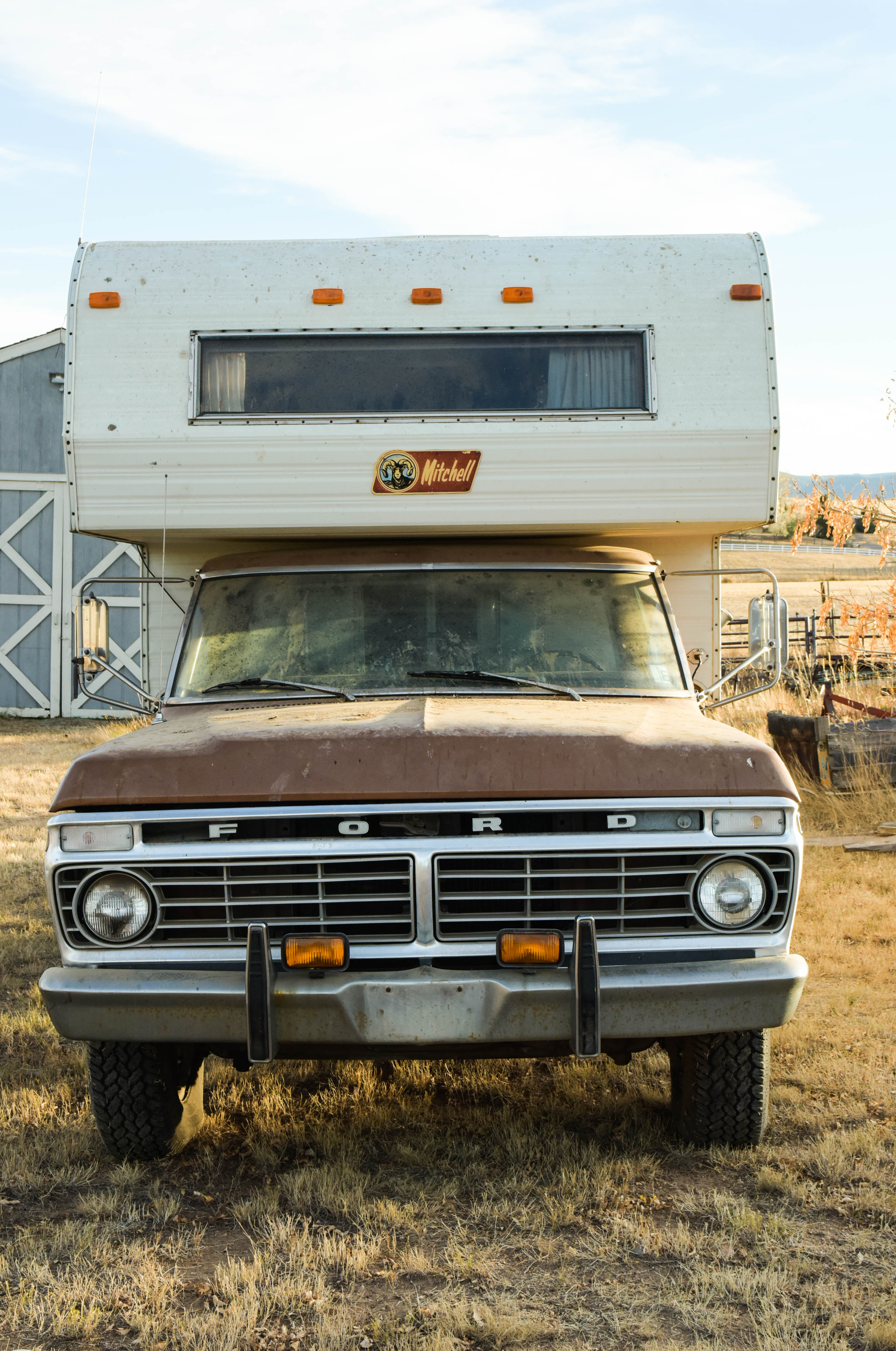 1973 Ford F350 Pickup and 1978 Mitchell Over-Cab Camper