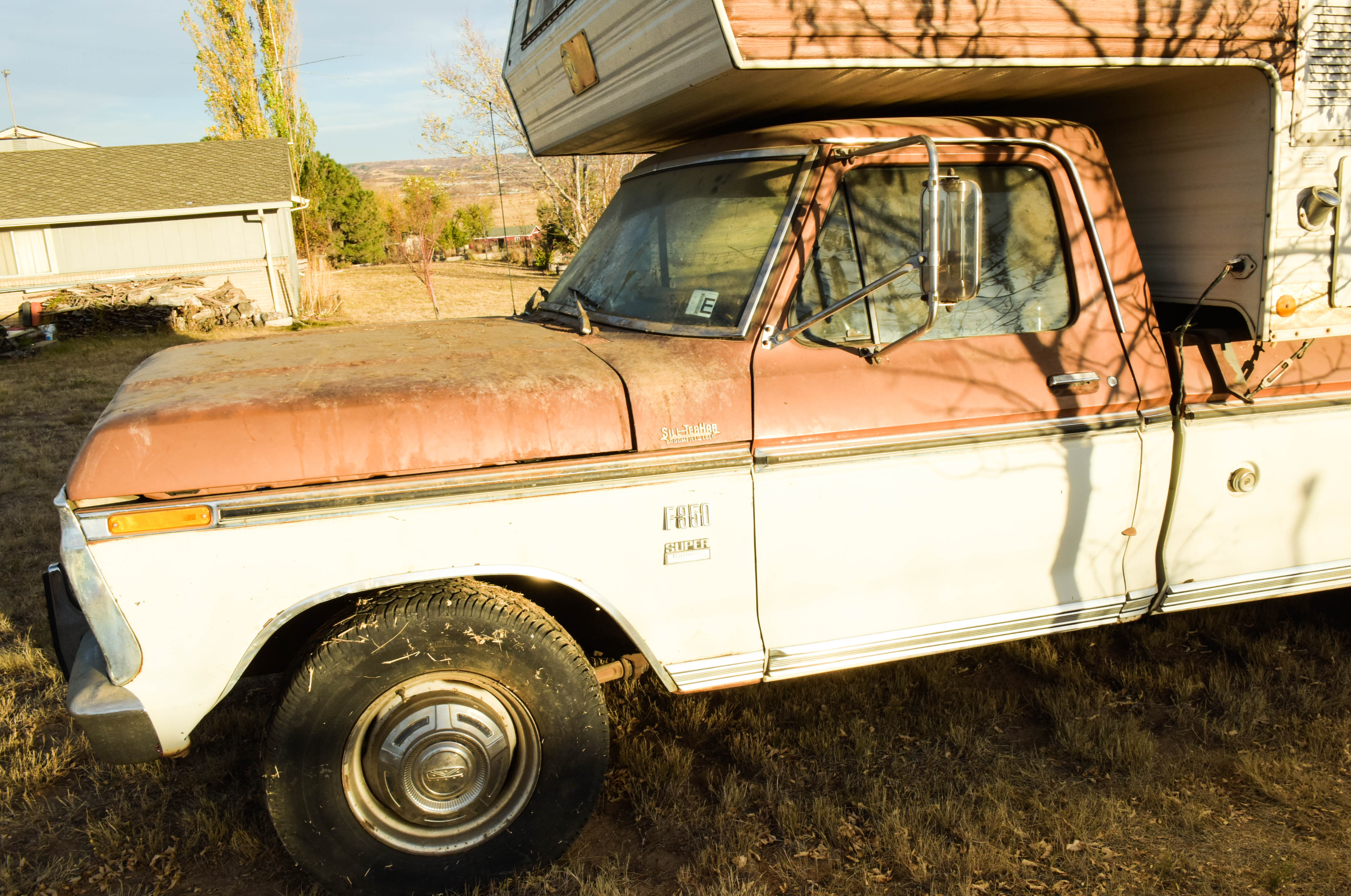 1973 Ford F350 Pickup and 1978 Mitchell Over-Cab Camper