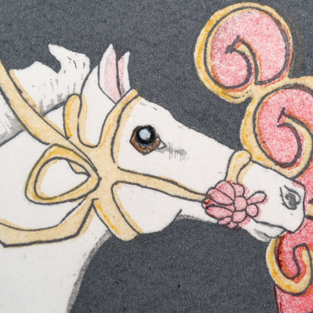 Judith Hall Signed Limited Edition Hand-Colored Artist Proof Etching "Carousel"