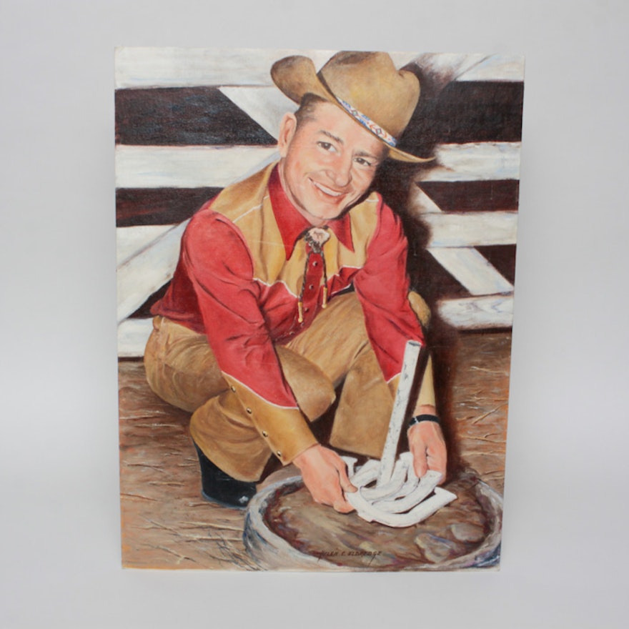 Helen C. Eldredge Oil Painting on Panel of Cowboy