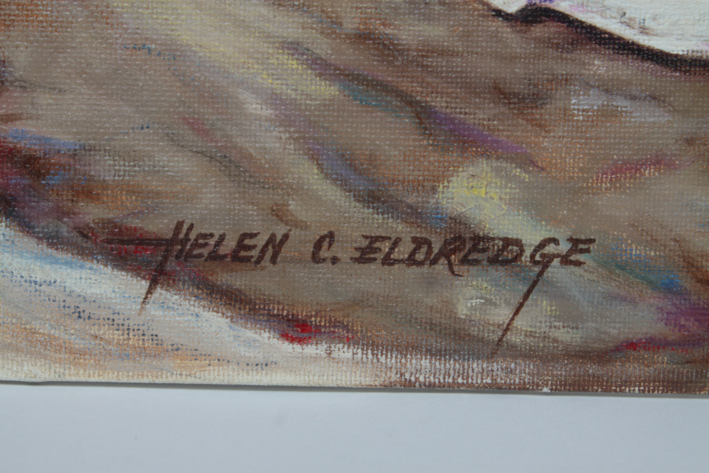 Helen C. Eldredge Oil Painting on Panel of Cowboy