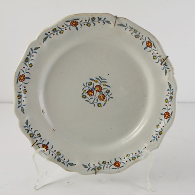 Vintage Pottery Plate With Floral Design