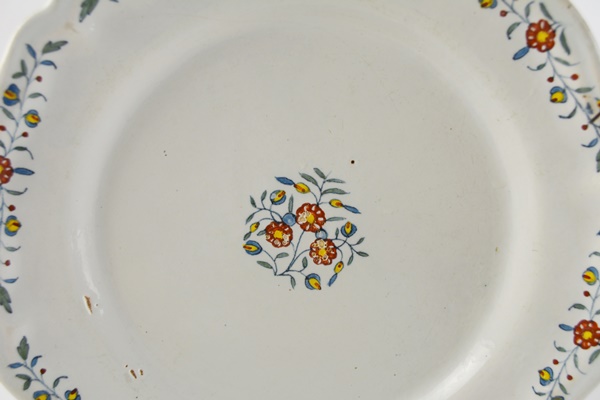 Vintage Pottery Plate With Floral Design