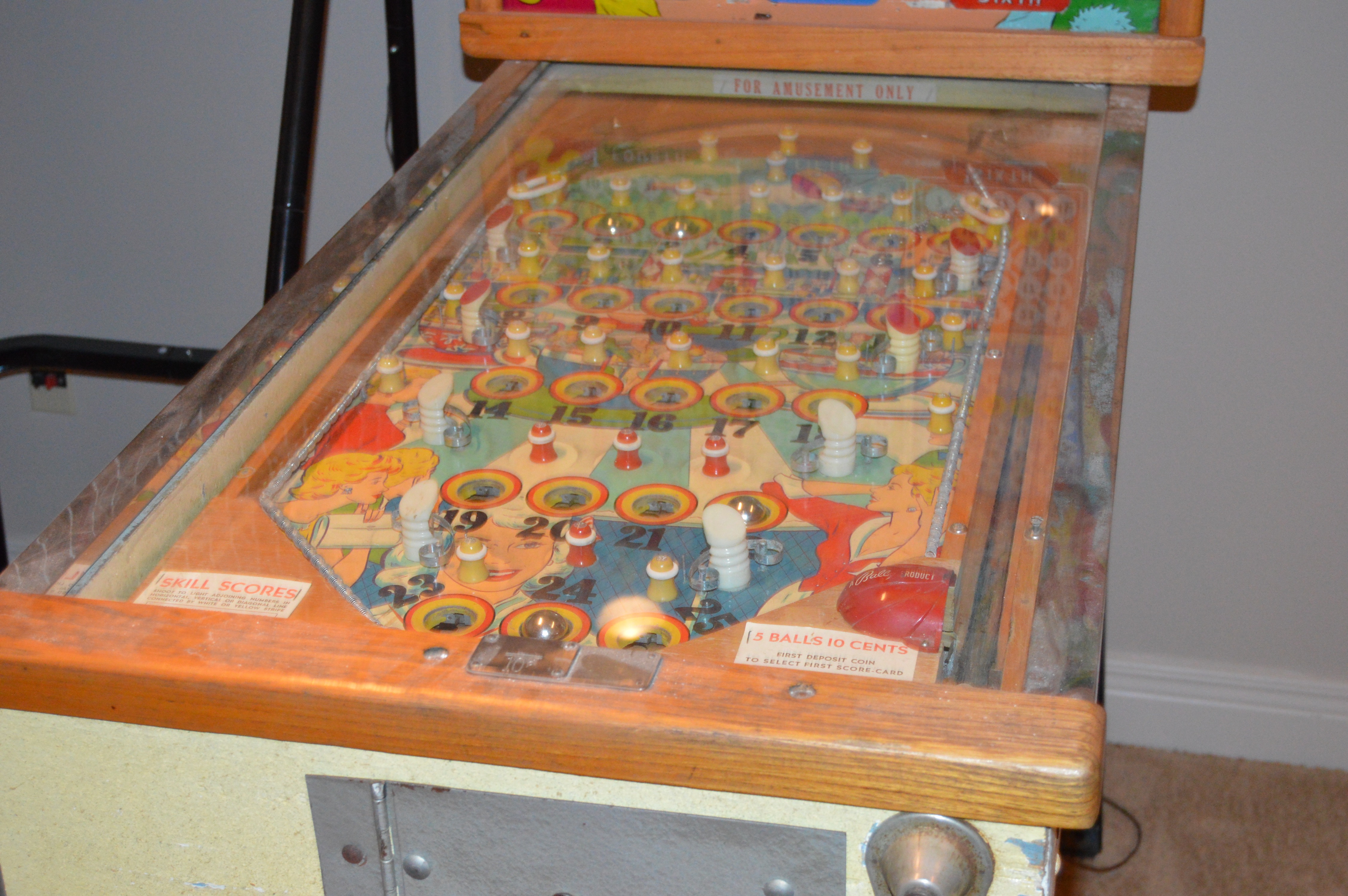 Vintage Pin Ball Machine Circa 1960s