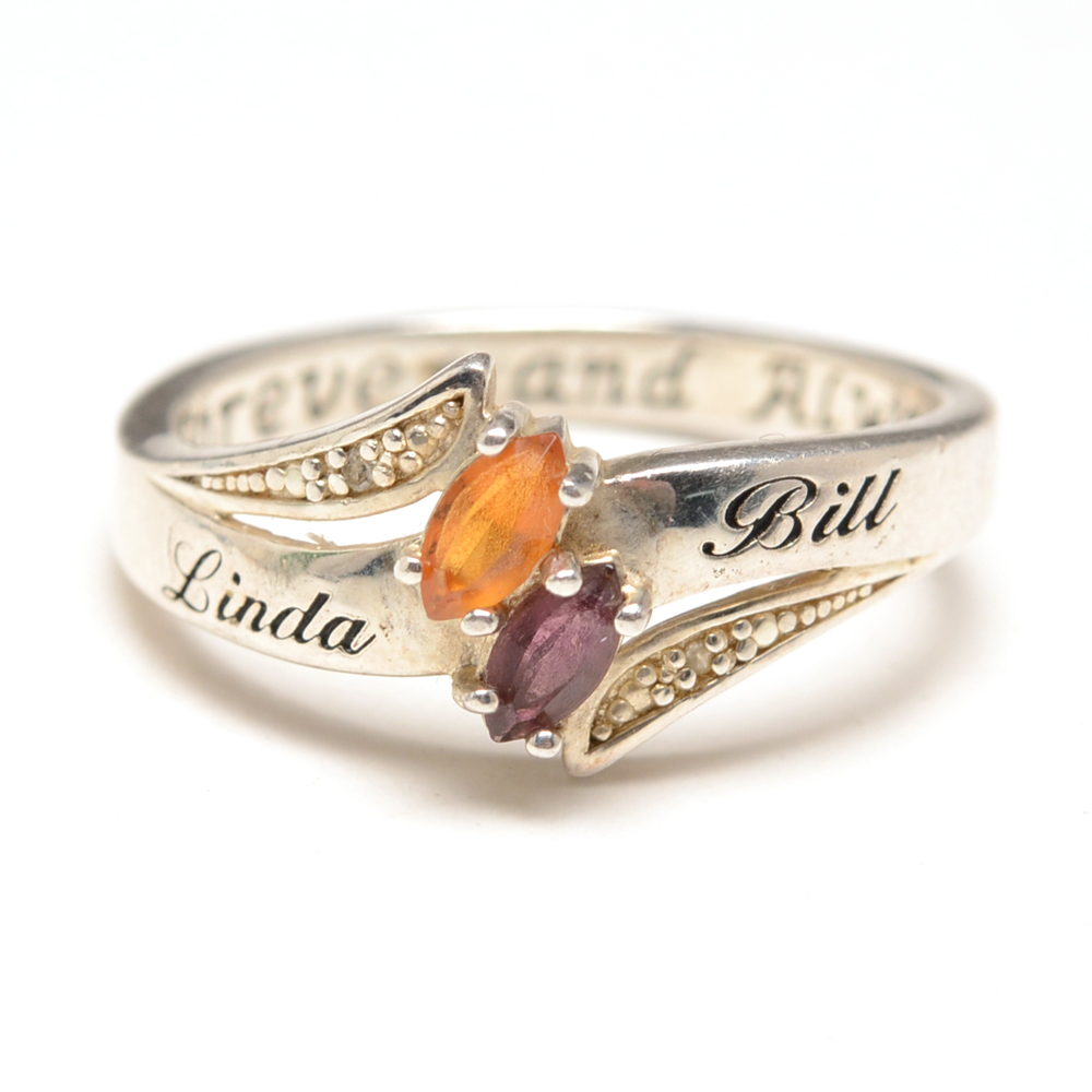 925 Stamped Garnet Bracelet and Fashion Rings