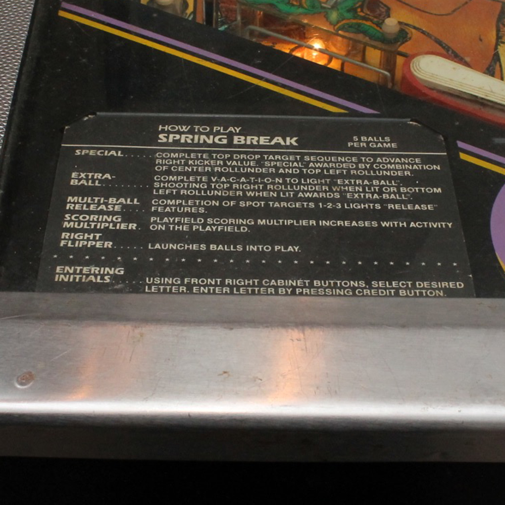 1980s "Spring Break" Pinball Machine