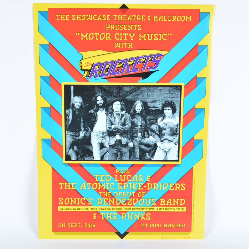 Signed Dennis Loren Concert Poster Featuring the Rockets