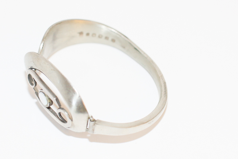 Pair of Silver Toned Mother of Pearl Bracelets