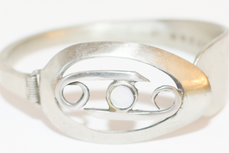 Pair of Silver Toned Mother of Pearl Bracelets