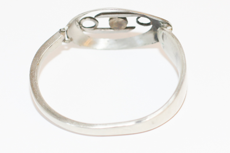 Pair of Silver Toned Mother of Pearl Bracelets