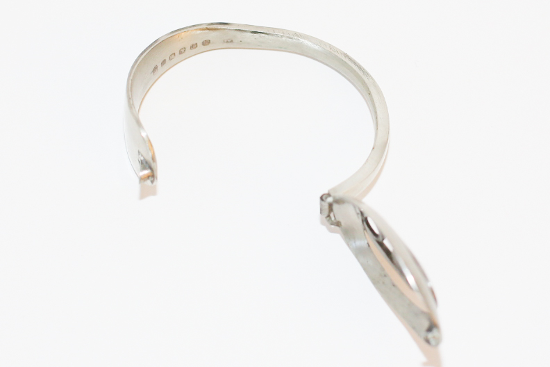 Pair of Silver Toned Mother of Pearl Bracelets