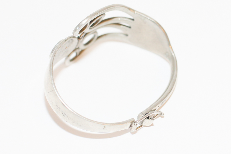 Pair of Silver Toned Mother of Pearl Bracelets