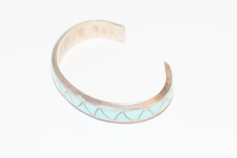 Silver Toned Blue Enamel Bracelet