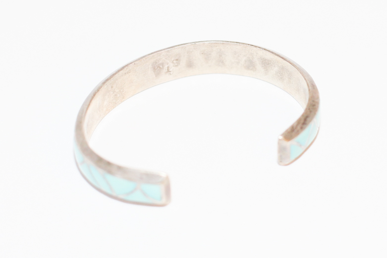 Silver Toned Blue Enamel Bracelet
