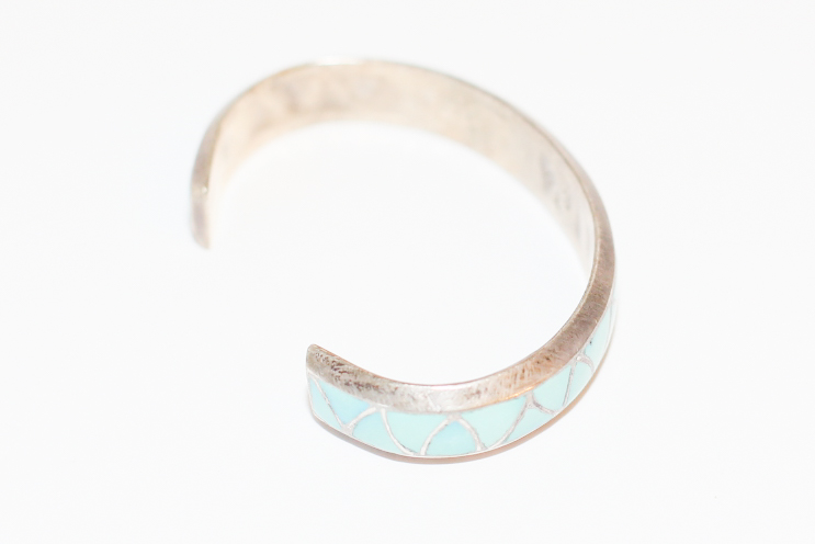 Silver Toned Blue Enamel Bracelet