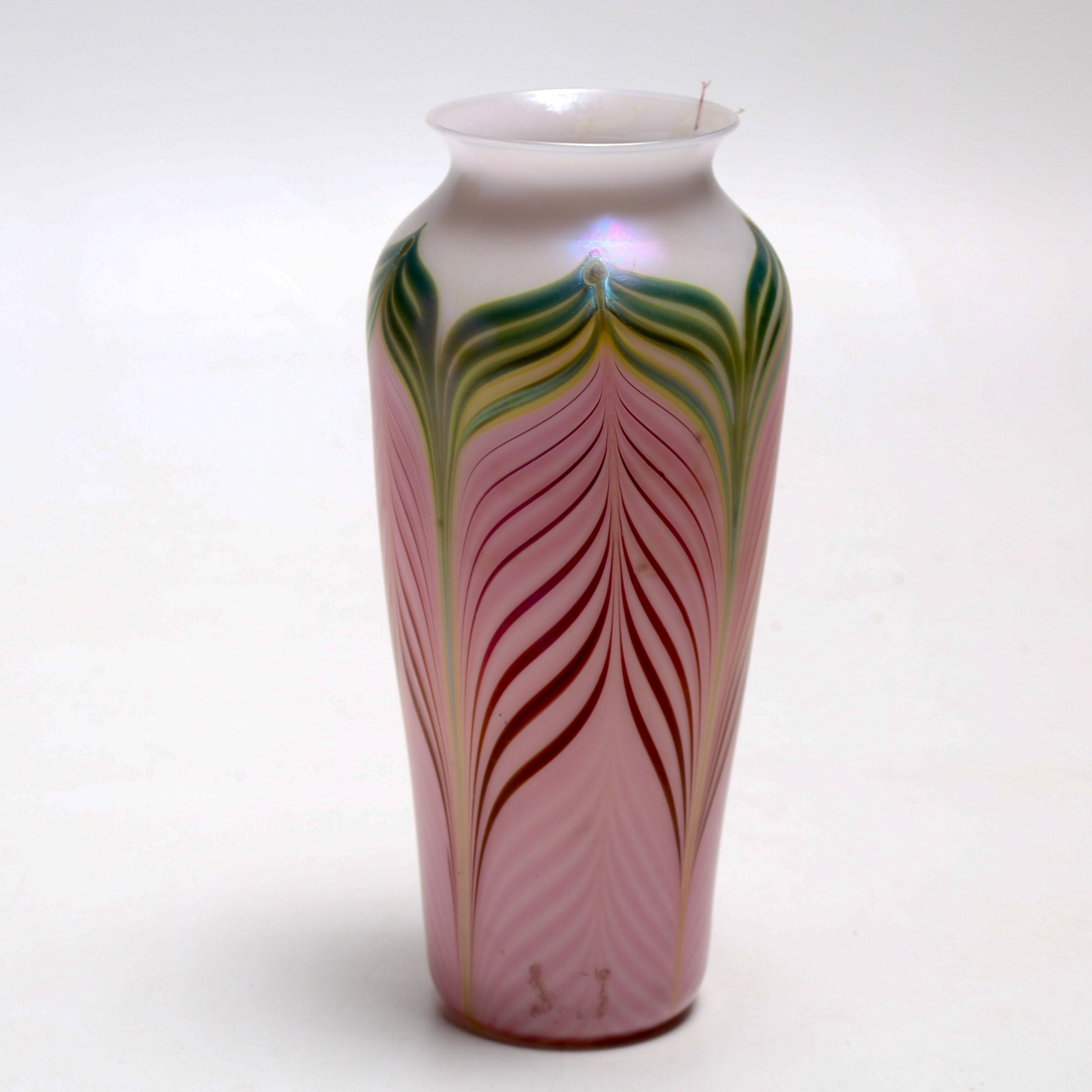 Zellique Studio - Joseph Morel Rose Pink and Green Art Glass Vase