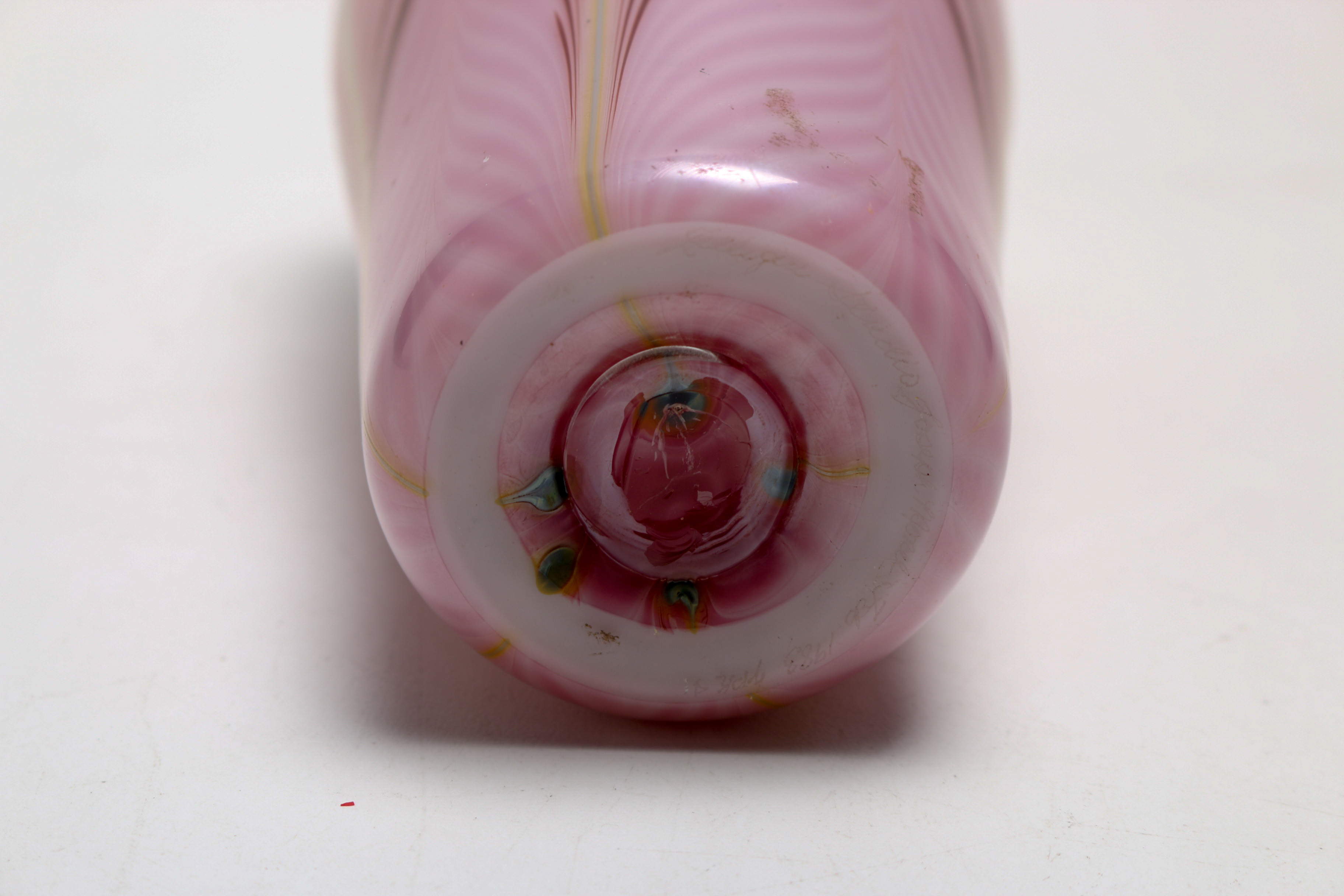 Zellique Studio - Joseph Morel Rose Pink and Green Art Glass Vase