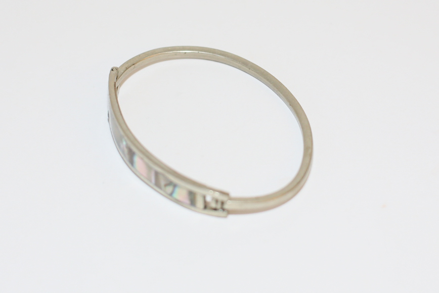 Mother of Pearl and Silver Toned Metal Bracelet