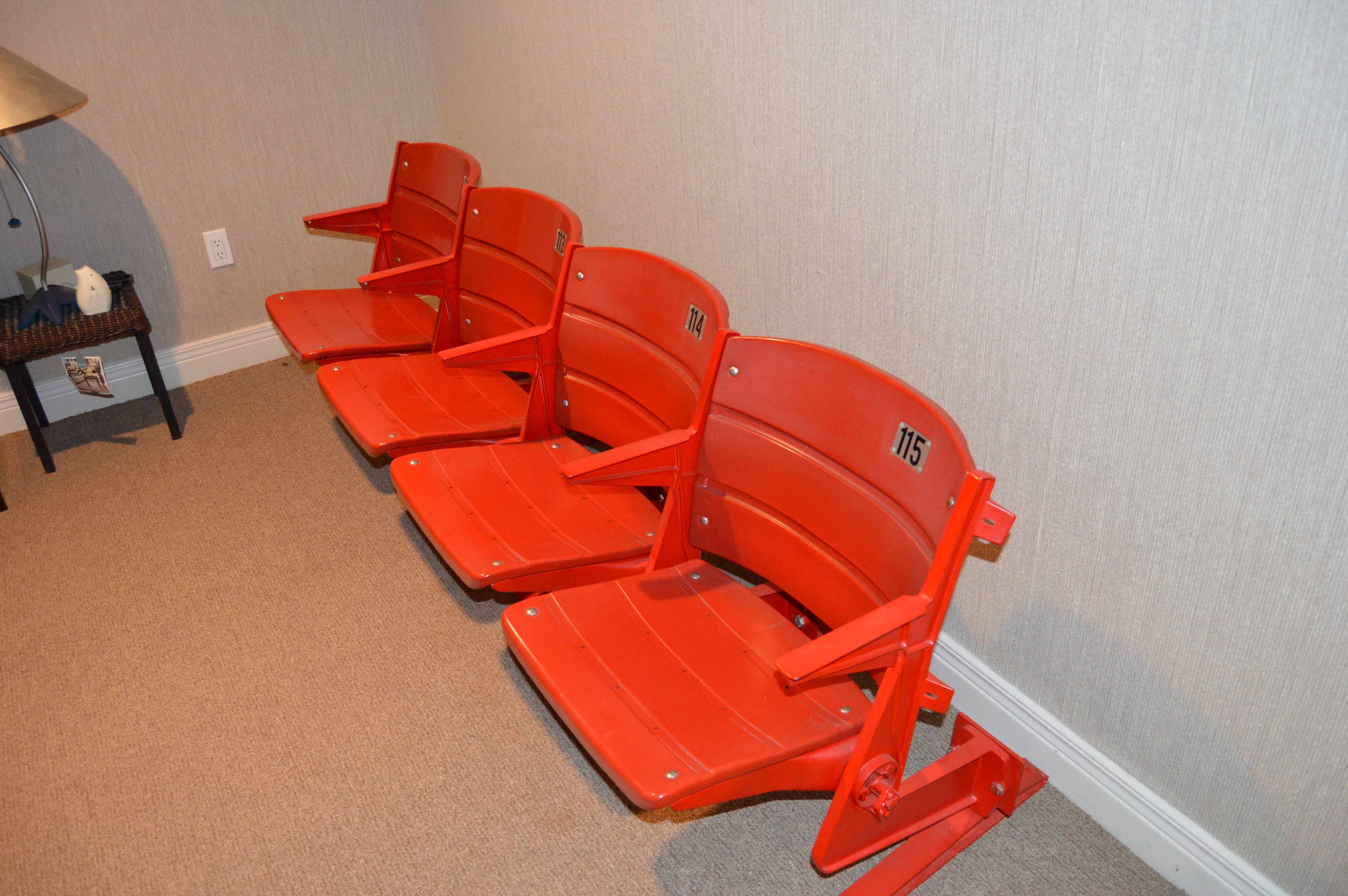 Four Vintage Reds Stadium Seats from Riverfront Stadium