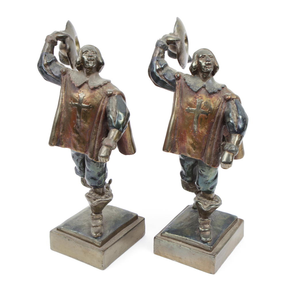 Vintage Paul Herzel Pot Metal Bookends