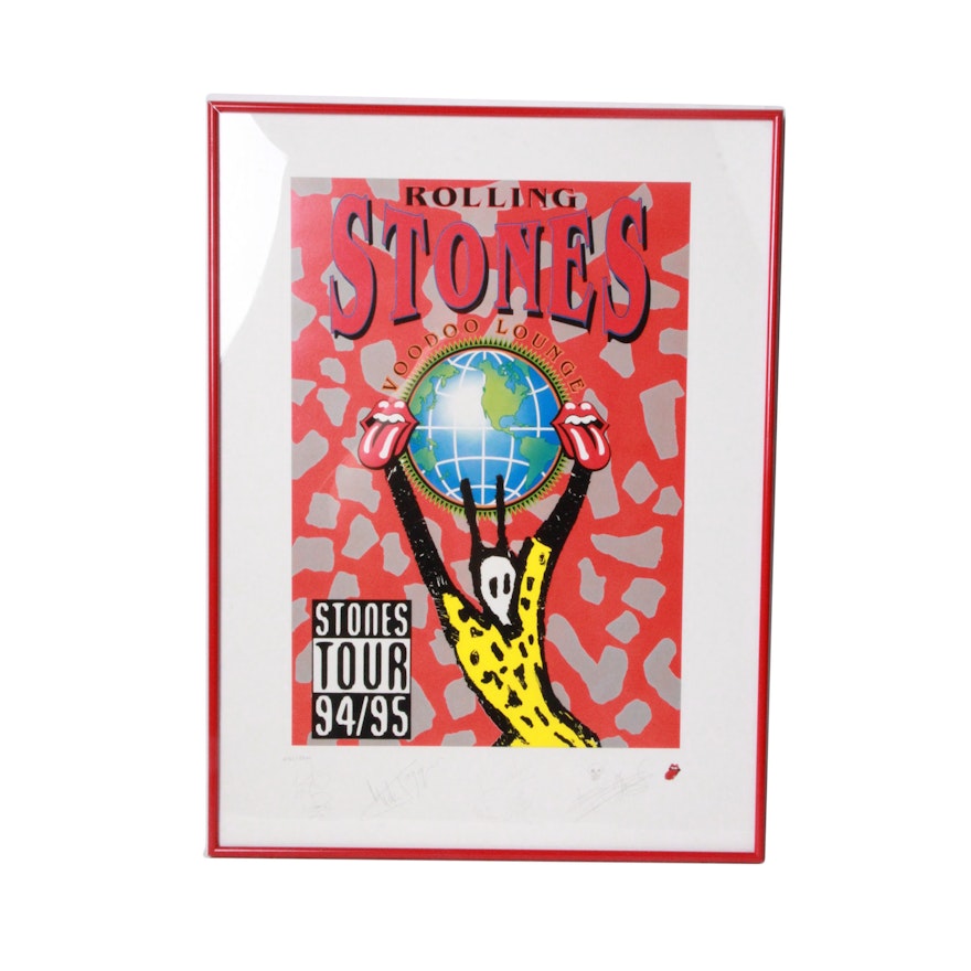 Signed and Numbered Poster of Rolling Stones "Voodoo Lounge Tour"