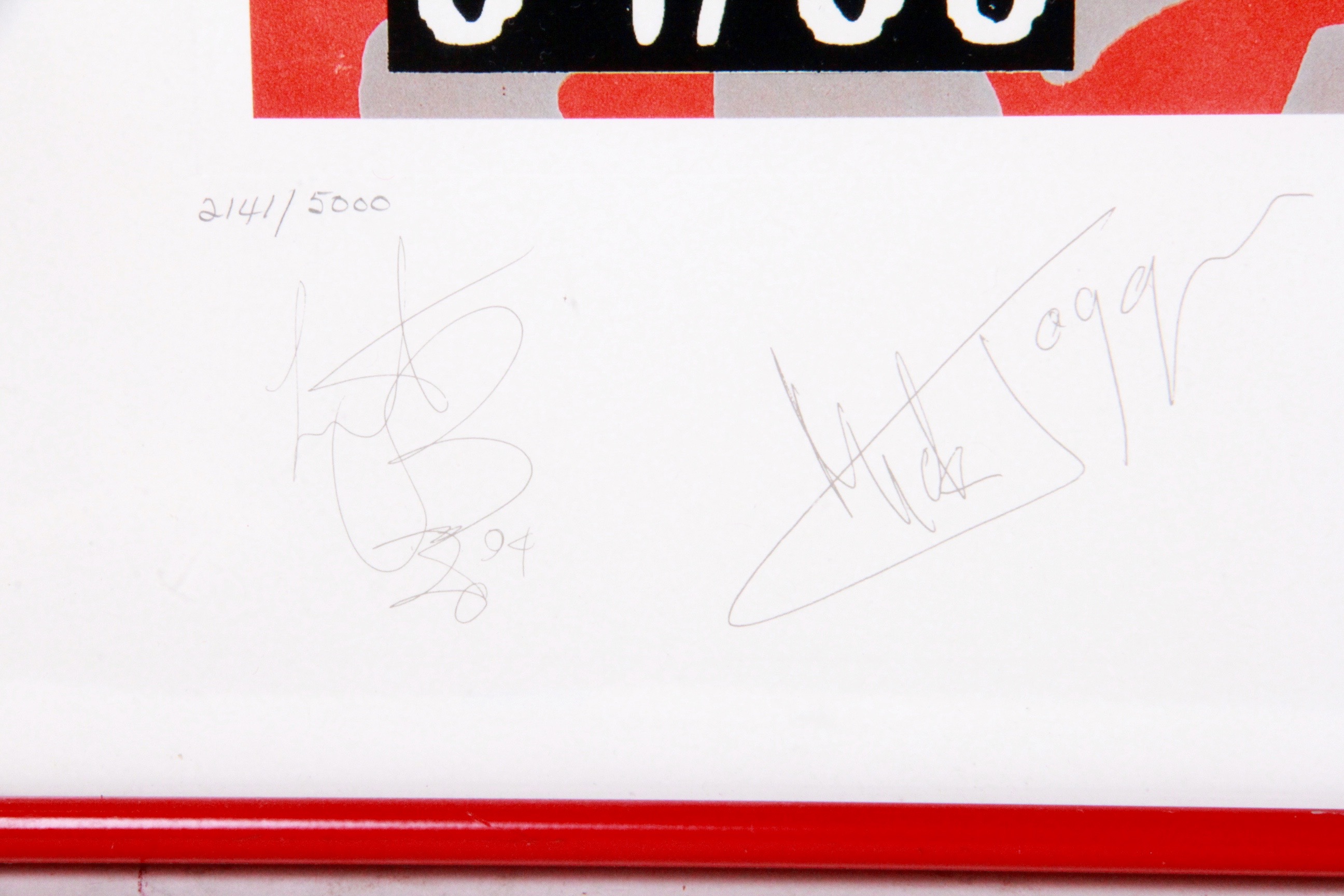 Signed and Numbered Poster of Rolling Stones "Voodoo Lounge Tour"