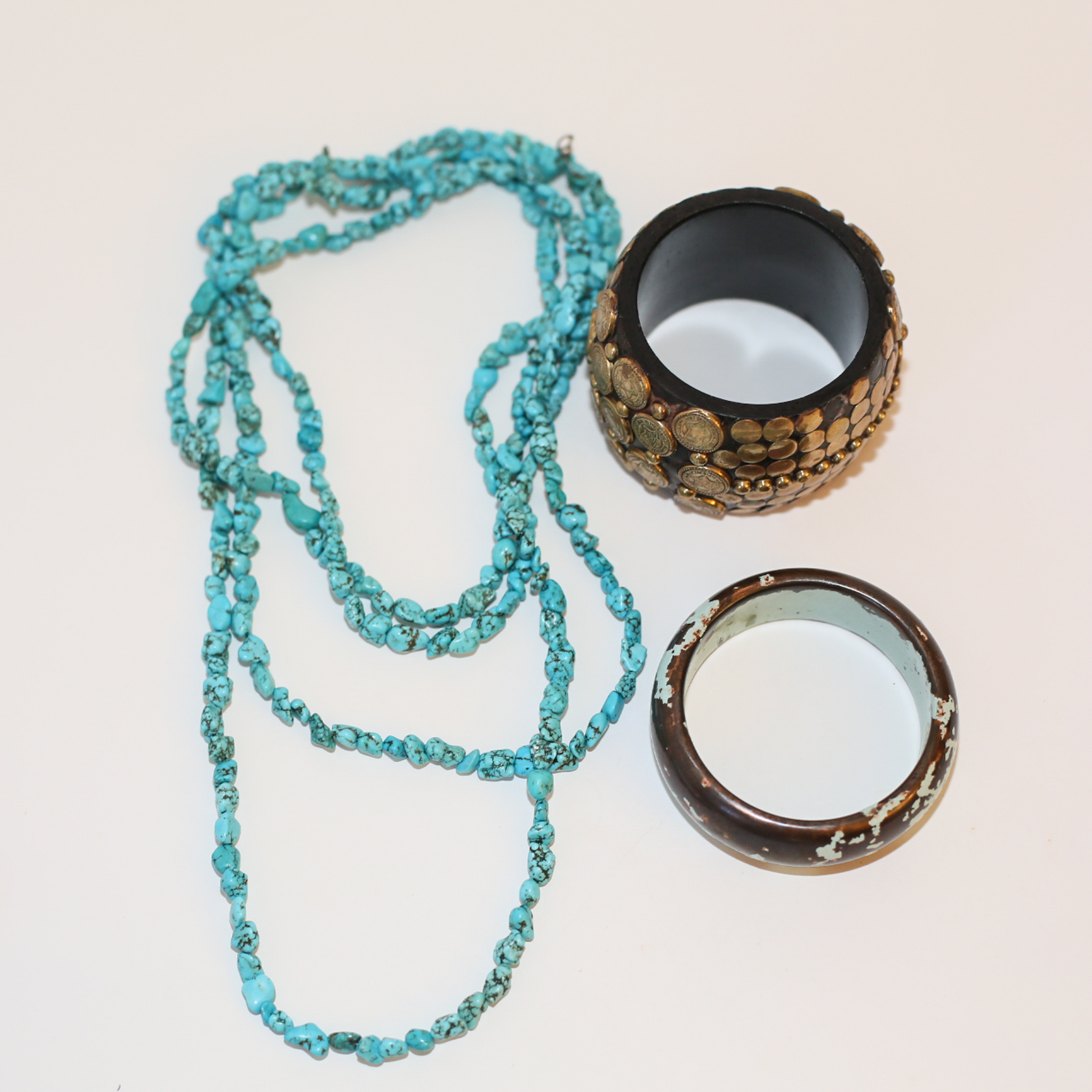 Multi-Strand Turquoise Necklace with Cuff Bracelets