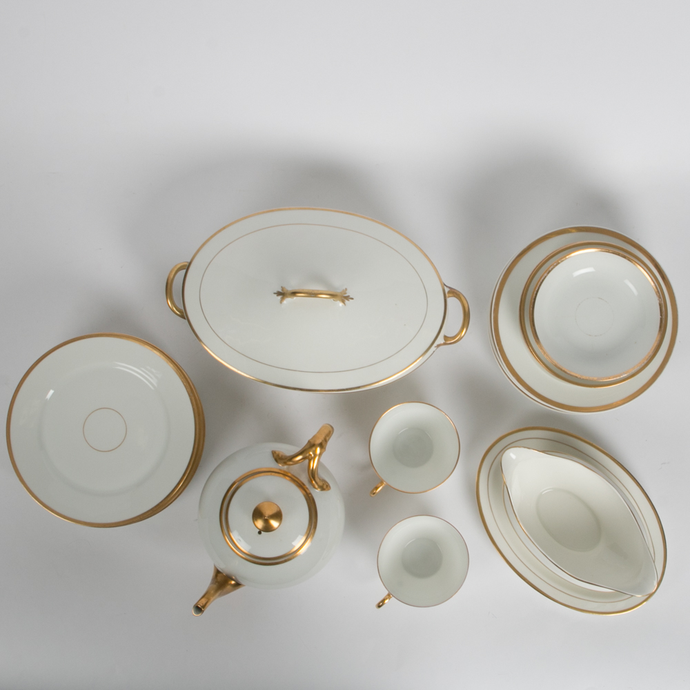 Collection of Gold Toned Trim Plates and Servers