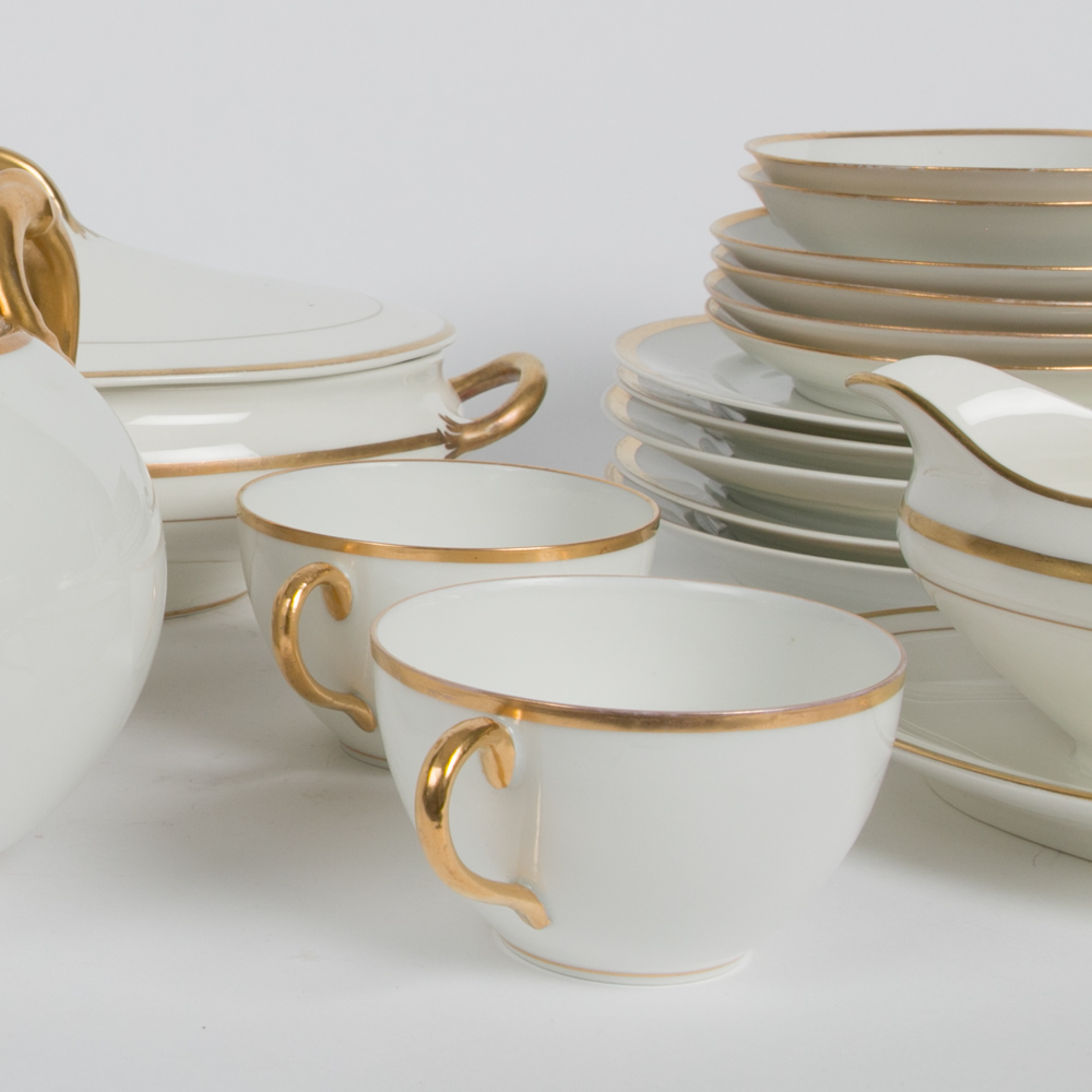 Collection of Gold Toned Trim Plates and Servers