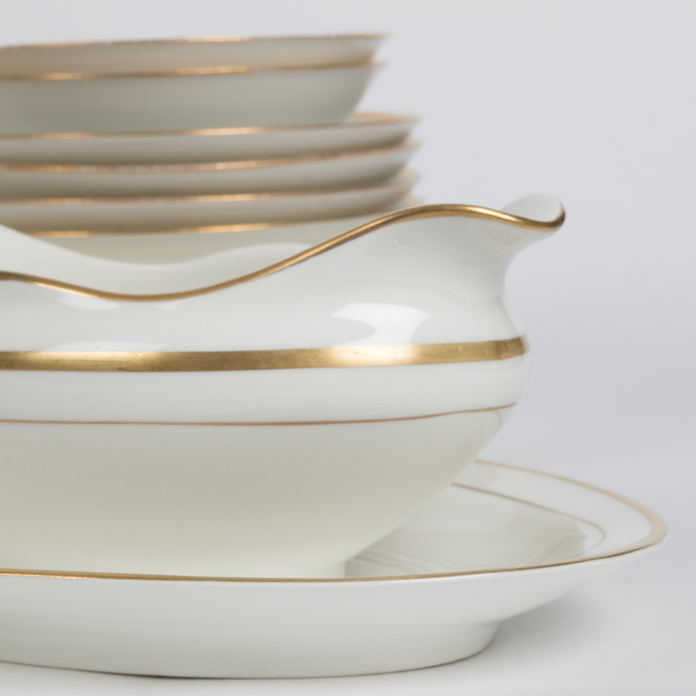 Collection of Gold Toned Trim Plates and Servers