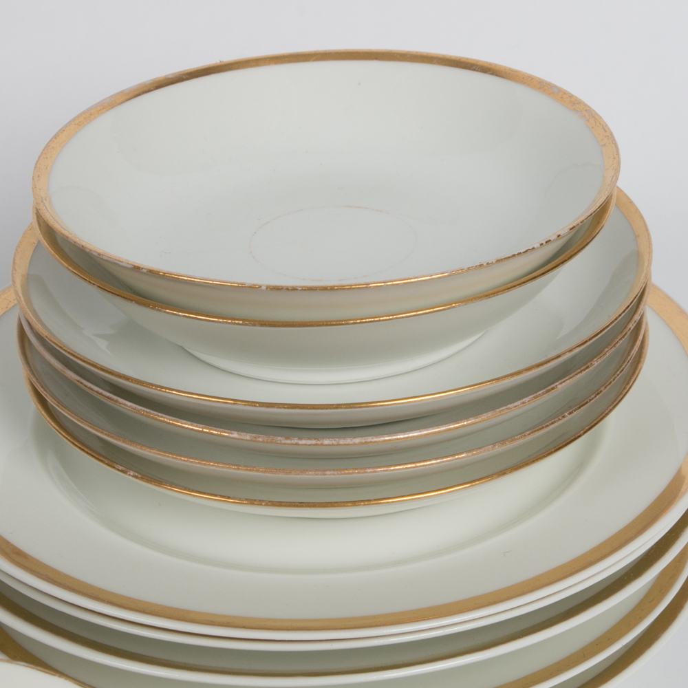 Collection of Gold Toned Trim Plates and Servers