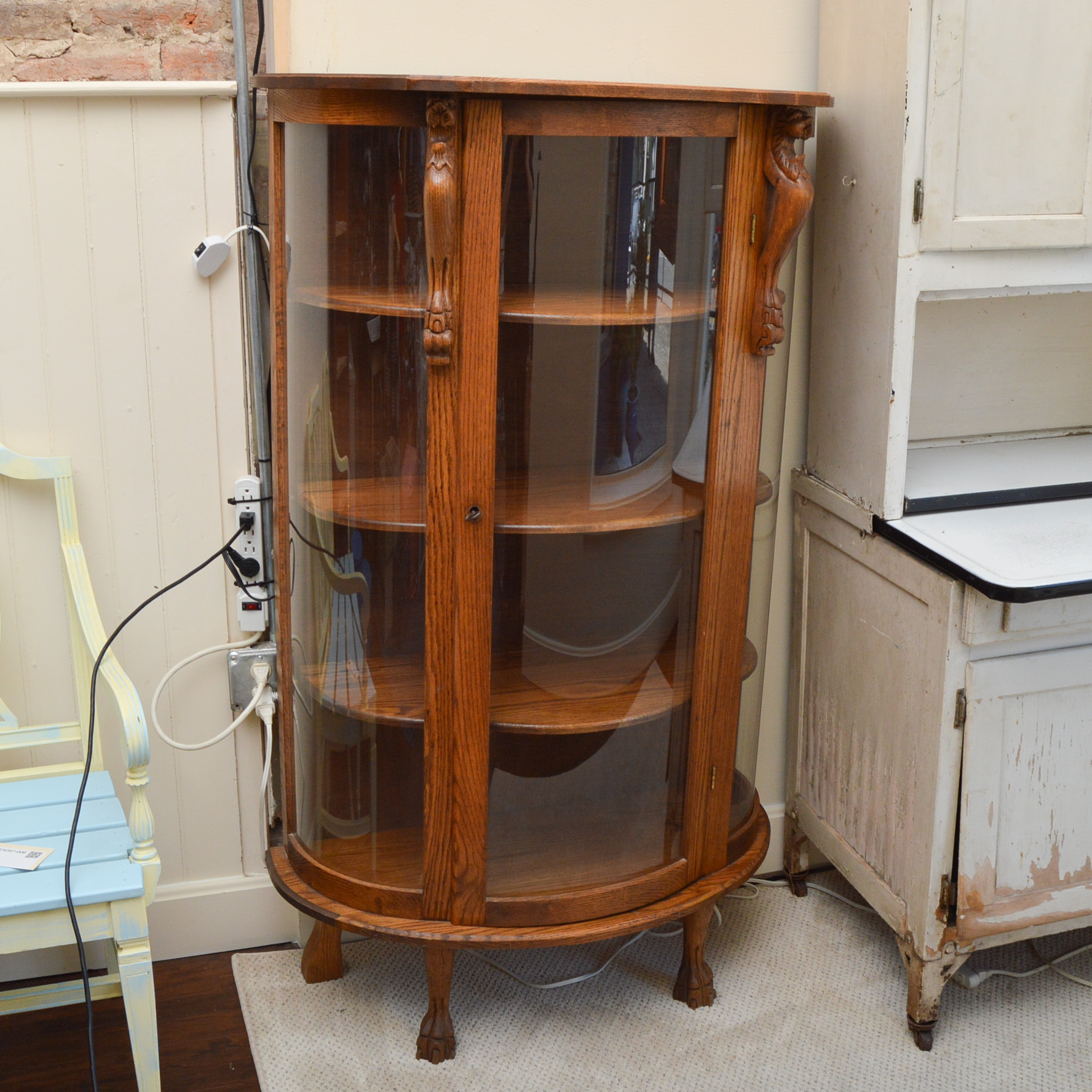 Vintage Oak Curio Cabinet