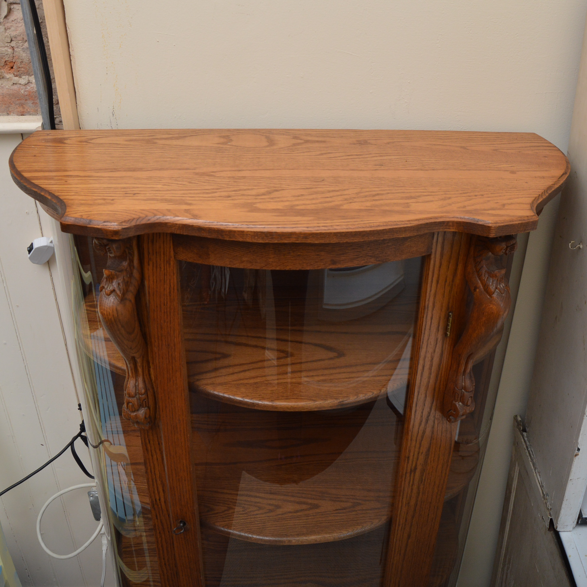 Vintage Oak Curio Cabinet