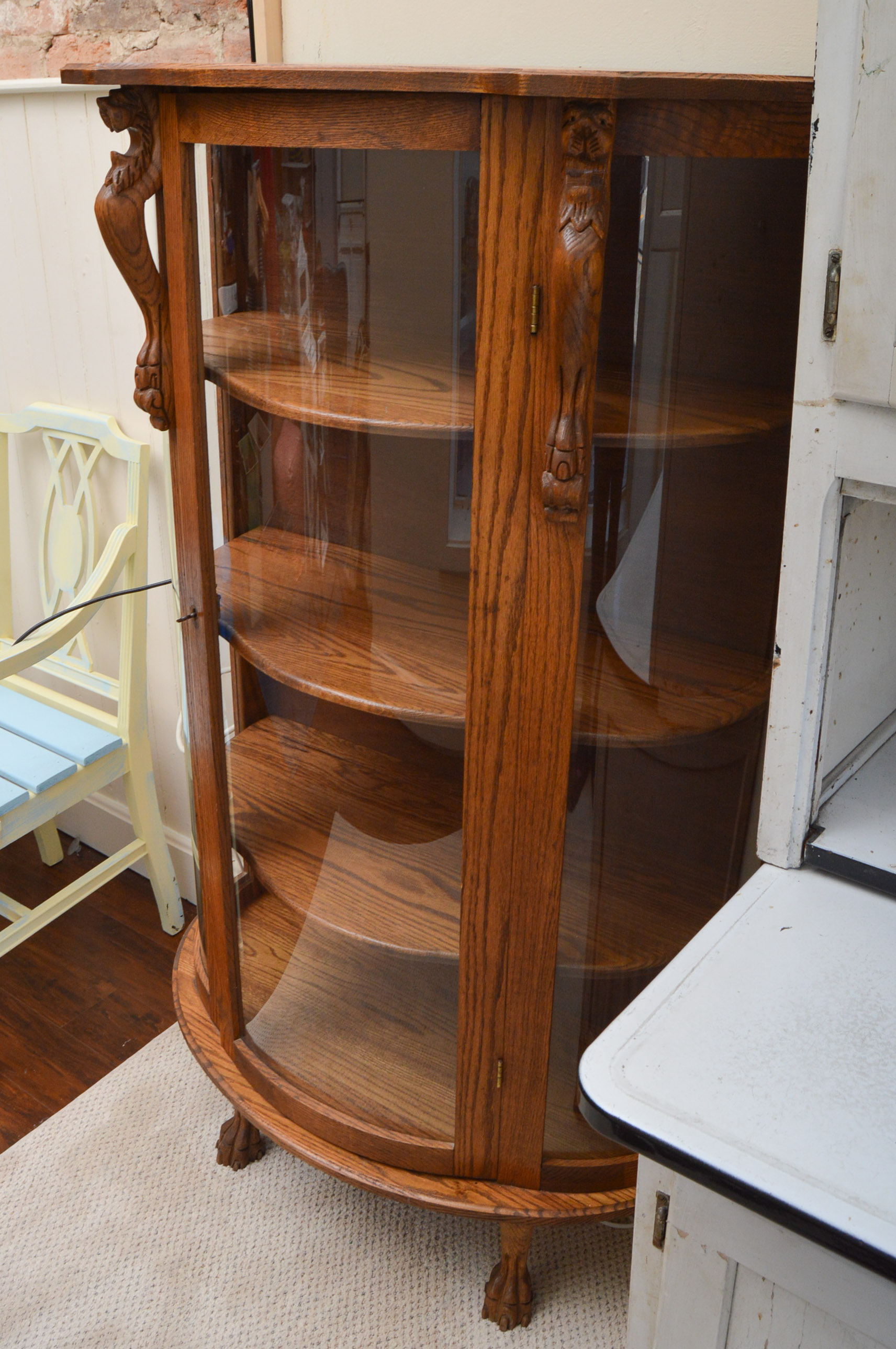 Vintage Oak Curio Cabinet