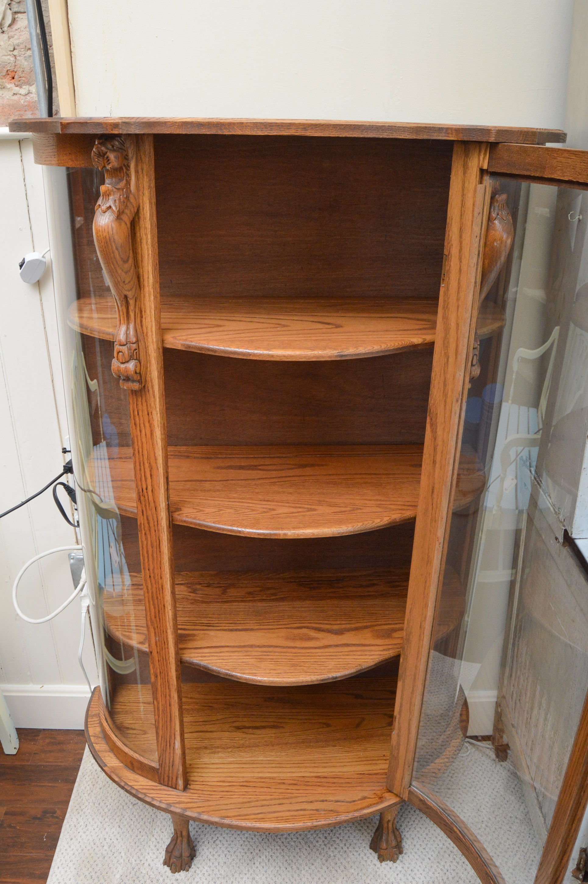 Vintage Oak Curio Cabinet