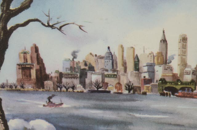 Three Vintage Virginia Carleton Reproduction Prints of New York Watercolors