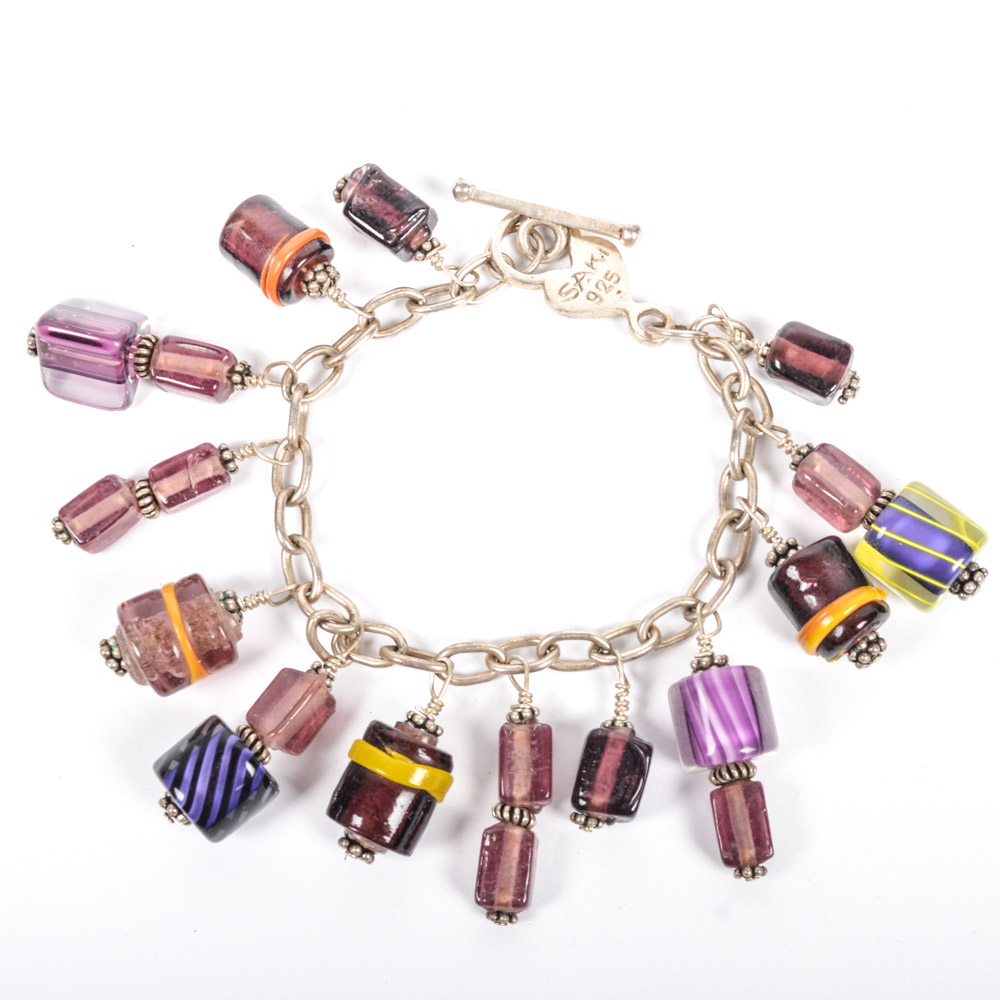 Sterling Silver Charm Bracelet by Saki