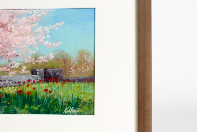 Original Janet Kohler Pastel Painting "Pink Cherry Wall"