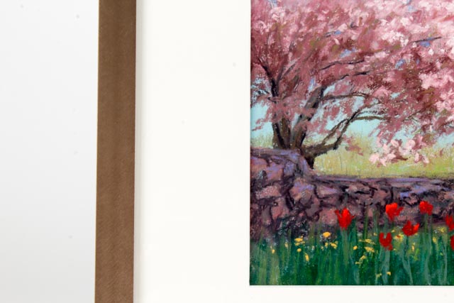 Original Janet Kohler Pastel Painting "Pink Cherry Wall"