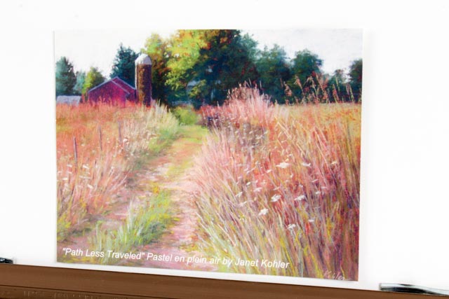 Original Janet Kohler Pastel Painting "Pink Cherry Wall"