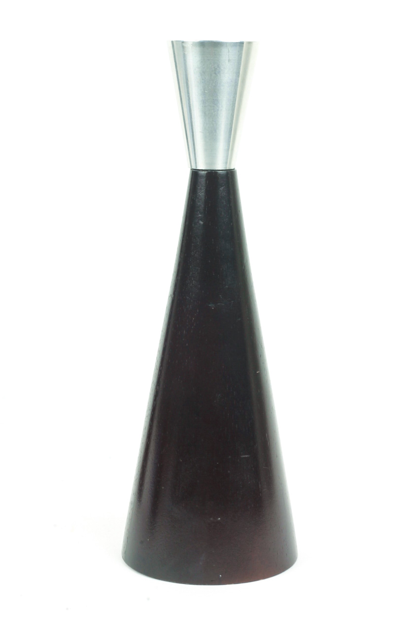 Three Black Wooden Conical Candle Holders