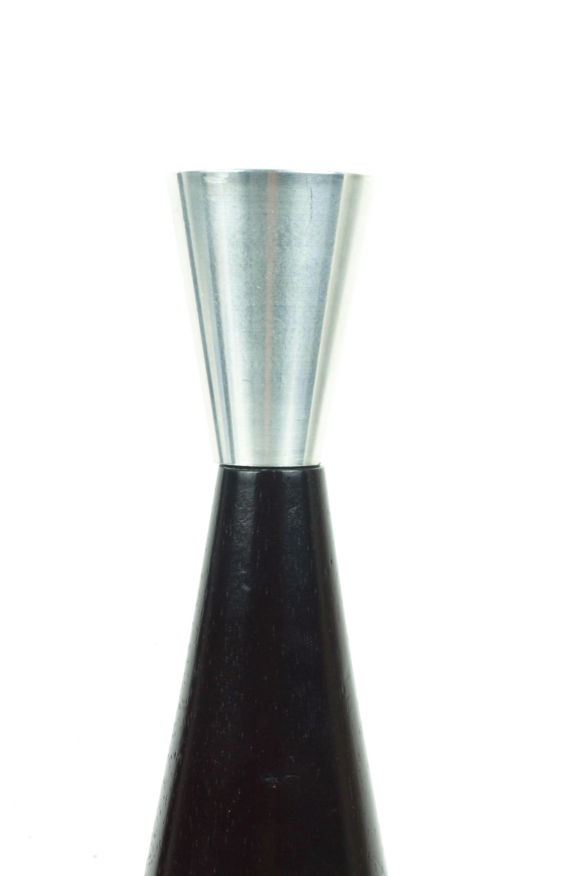 Three Black Wooden Conical Candle Holders