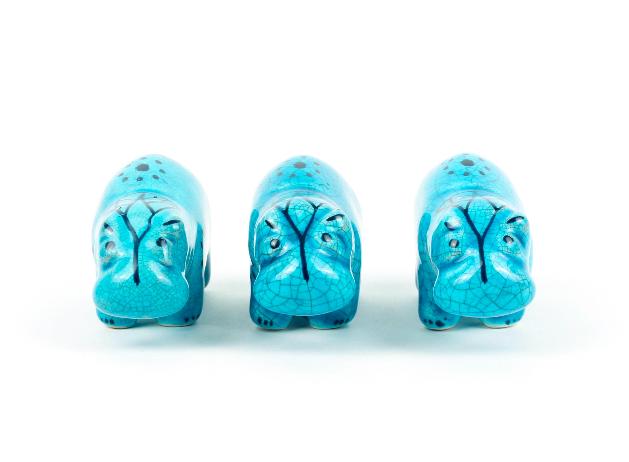 Collection of BMPL Blue Ceramic Hippos