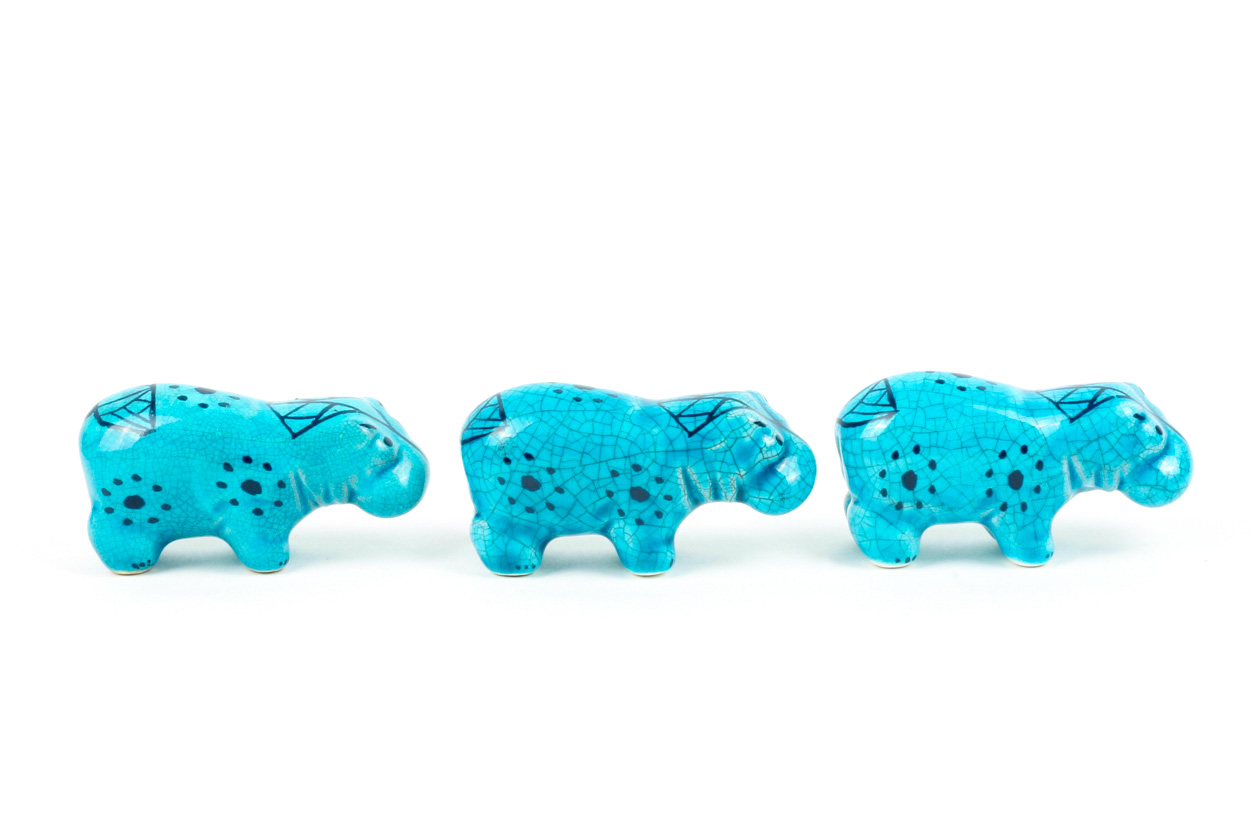 Collection of BMPL Blue Ceramic Hippos