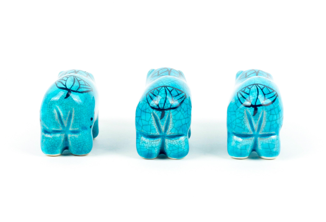 Collection of BMPL Blue Ceramic Hippos