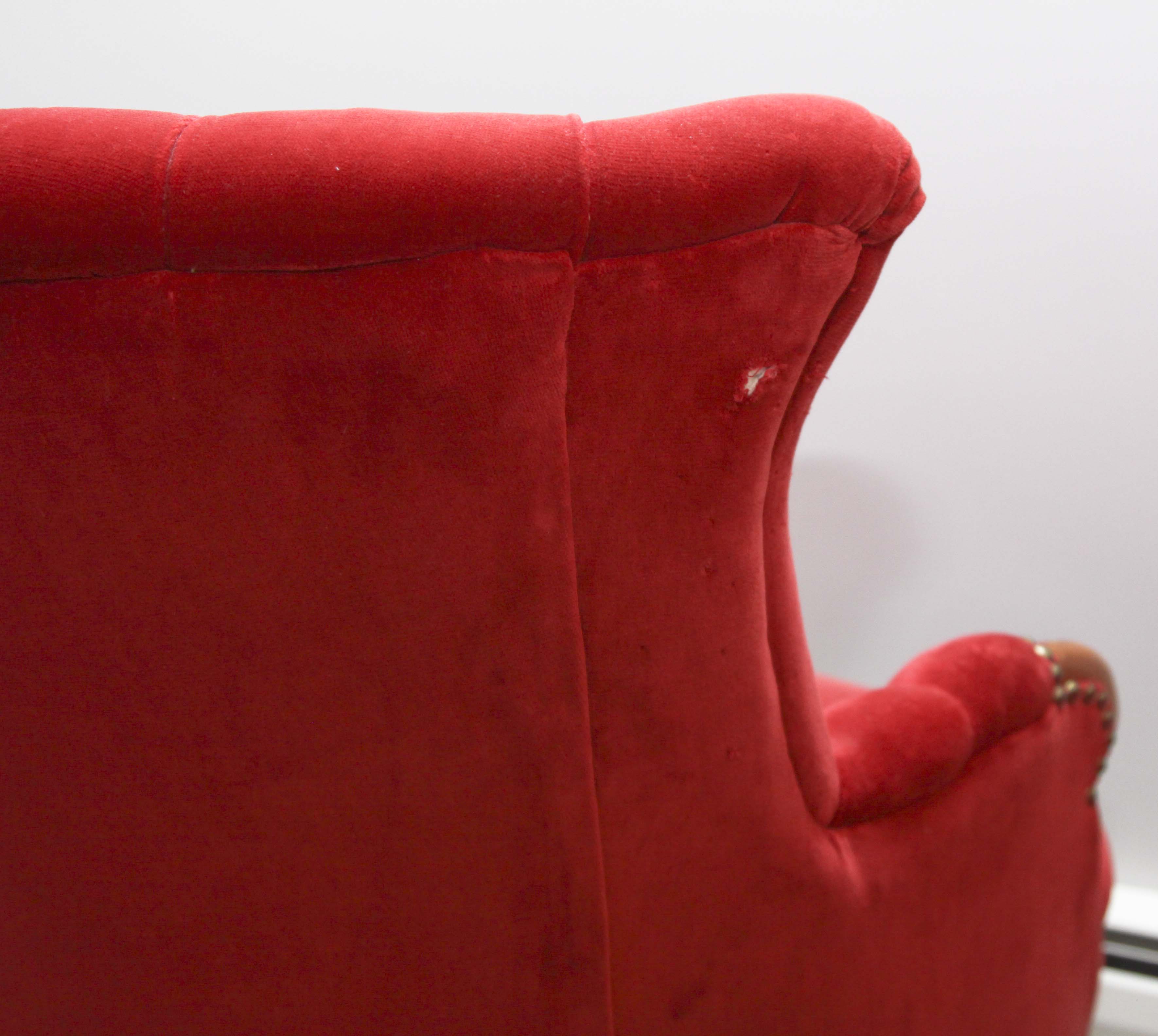 Pair of Victorian Style  Red Velvet Chairs