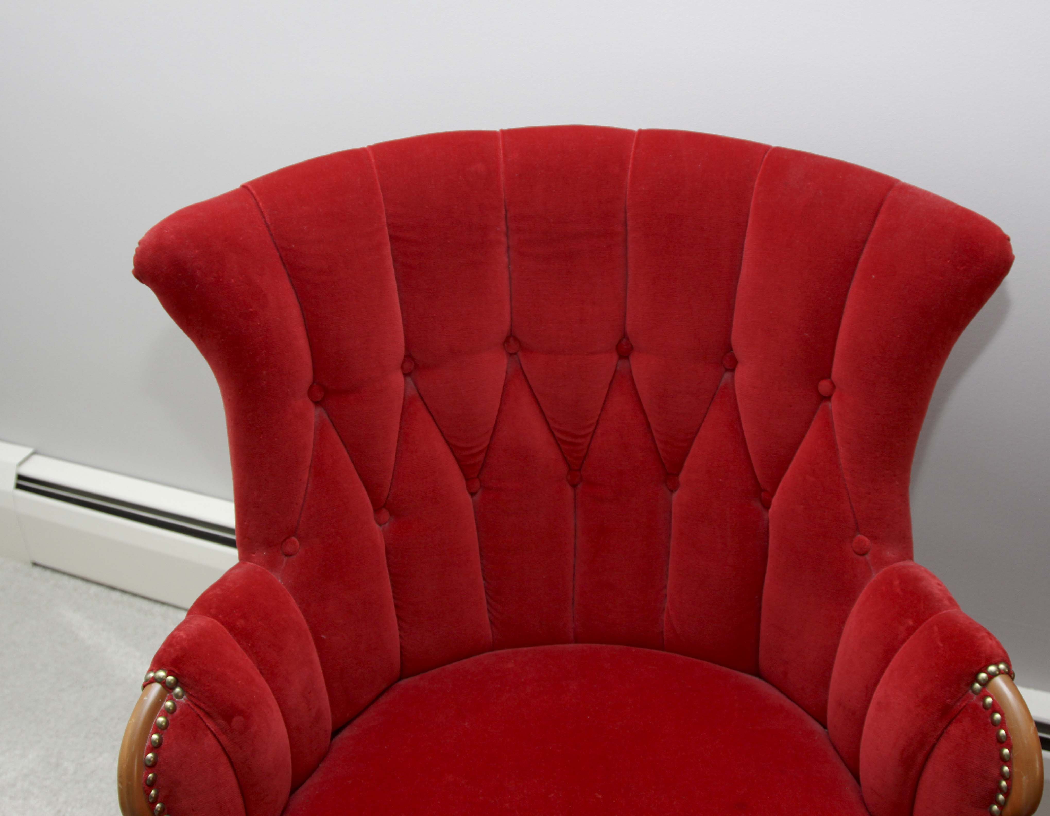 Pair of Victorian Style  Red Velvet Chairs